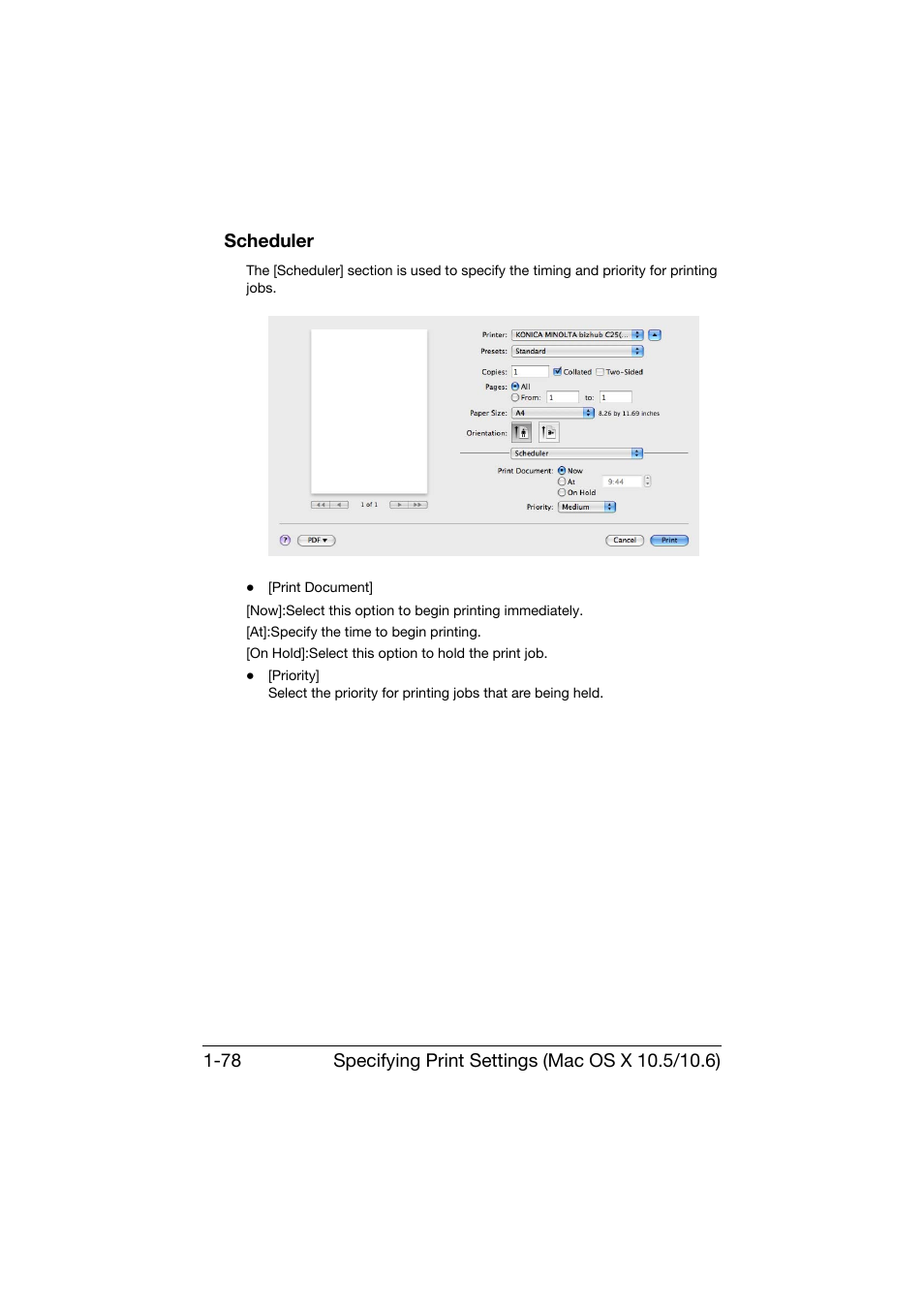Scheduler, Scheduler -78 | Konica Minolta bizhub C25 User Manual | Page 107 / 551