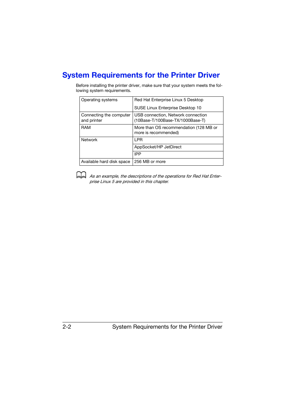 System requirements for the printer driver, System requirements for the printer driver -2 | Konica Minolta bizhub C25 User Manual | Page 139 / 551