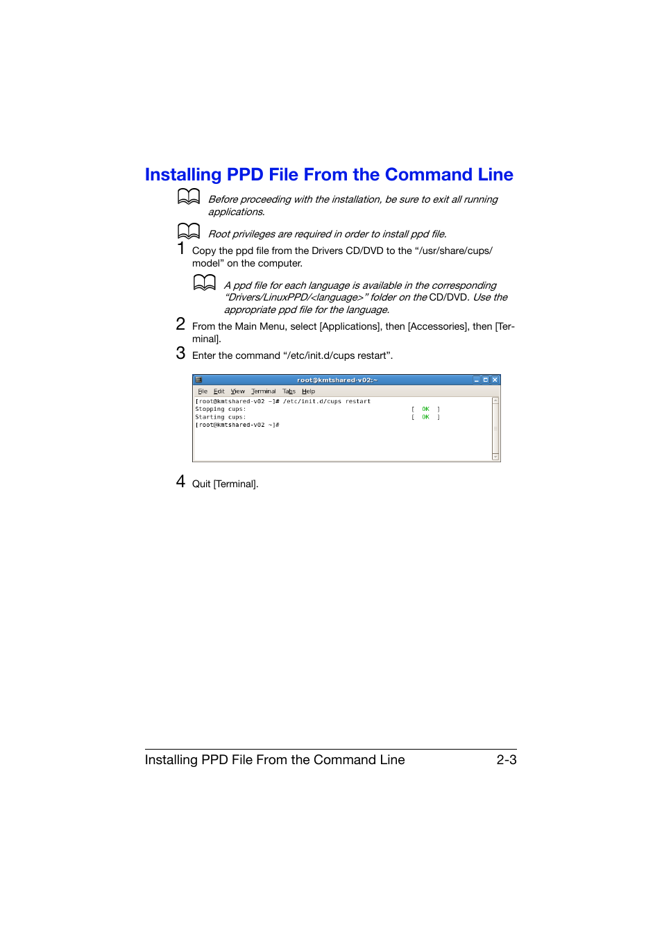 Installing ppd file from the command line, Installing ppd file from the command line -3 | Konica Minolta bizhub C25 User Manual | Page 140 / 551