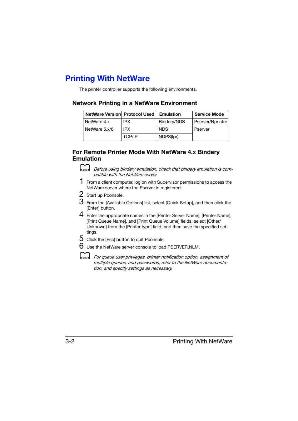 Printing with netware, Network printing in a netware environment, Printing with netware -2 | Konica Minolta bizhub C25 User Manual | Page 161 / 551