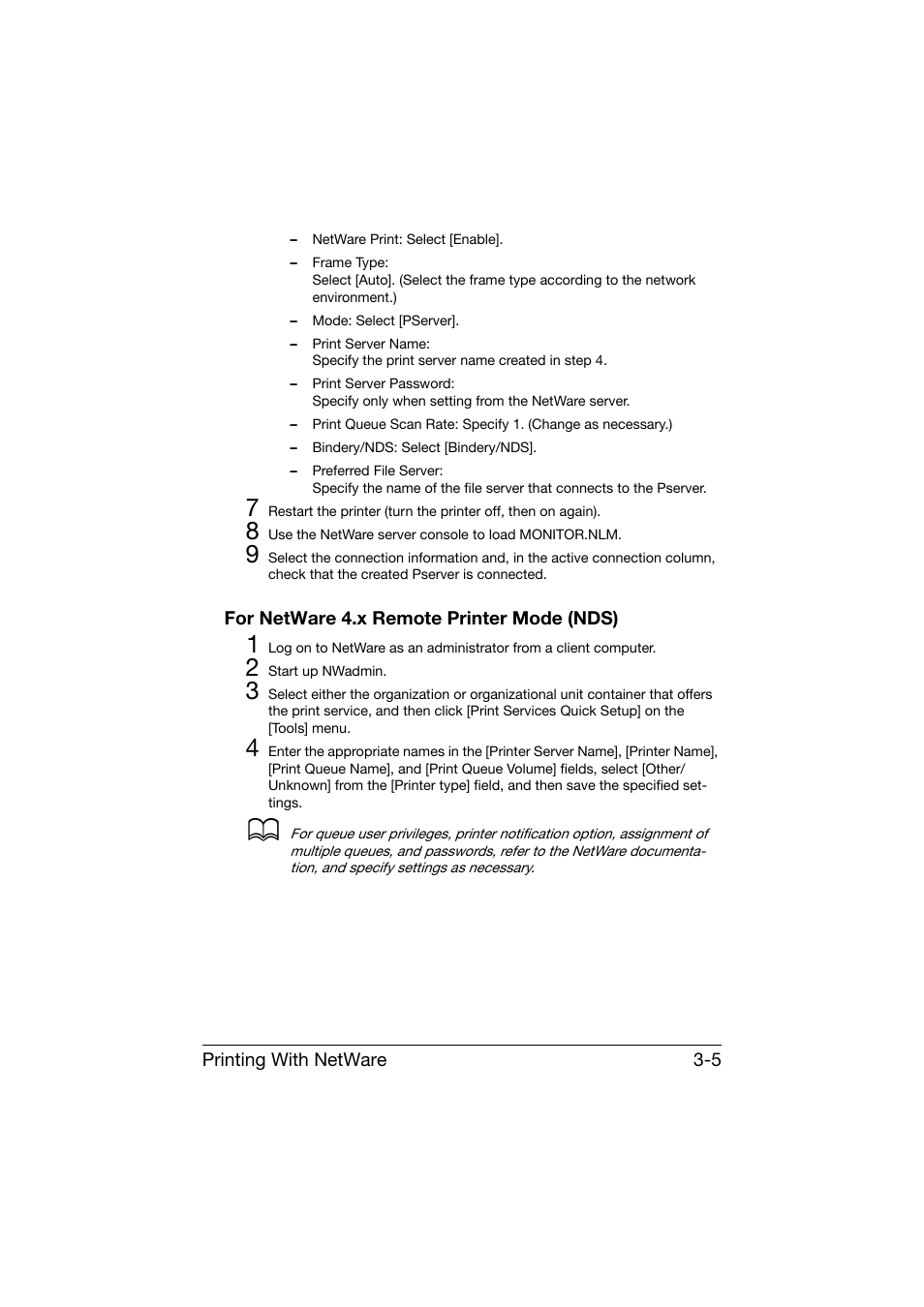 For netware 4.x remote printer mode (nds), For netware 4.x remote printer mode (nds) -5 | Konica Minolta bizhub C25 User Manual | Page 164 / 551