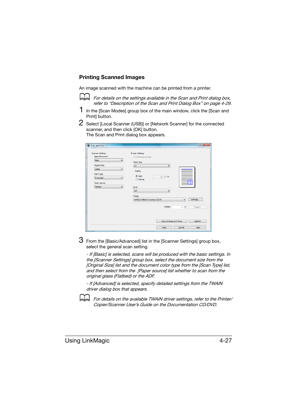 Printing scanned images, Printing scanned images -27 | Konica Minolta bizhub C25 User Manual | Page 196 / 551