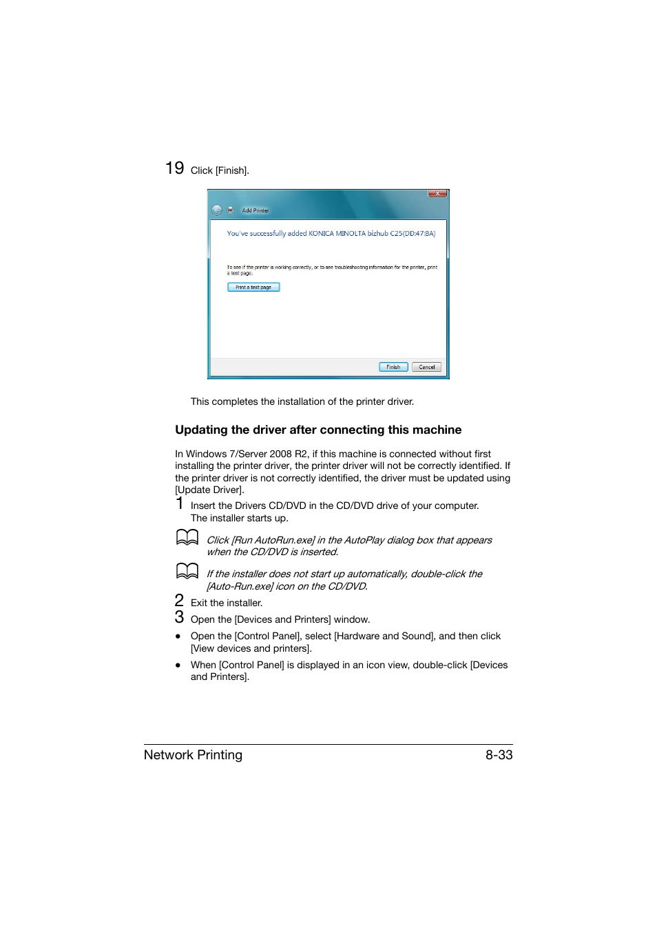 Updating the driver after connecting this machine | Konica Minolta bizhub C25 User Manual | Page 280 / 551