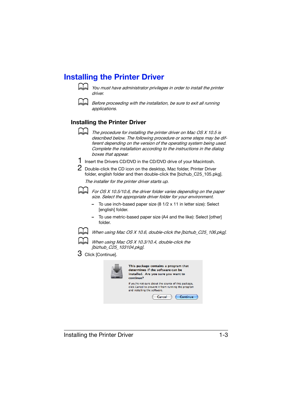 Installing the printer driver, Installing the printer driver -3 | Konica Minolta bizhub C25 User Manual | Page 32 / 551