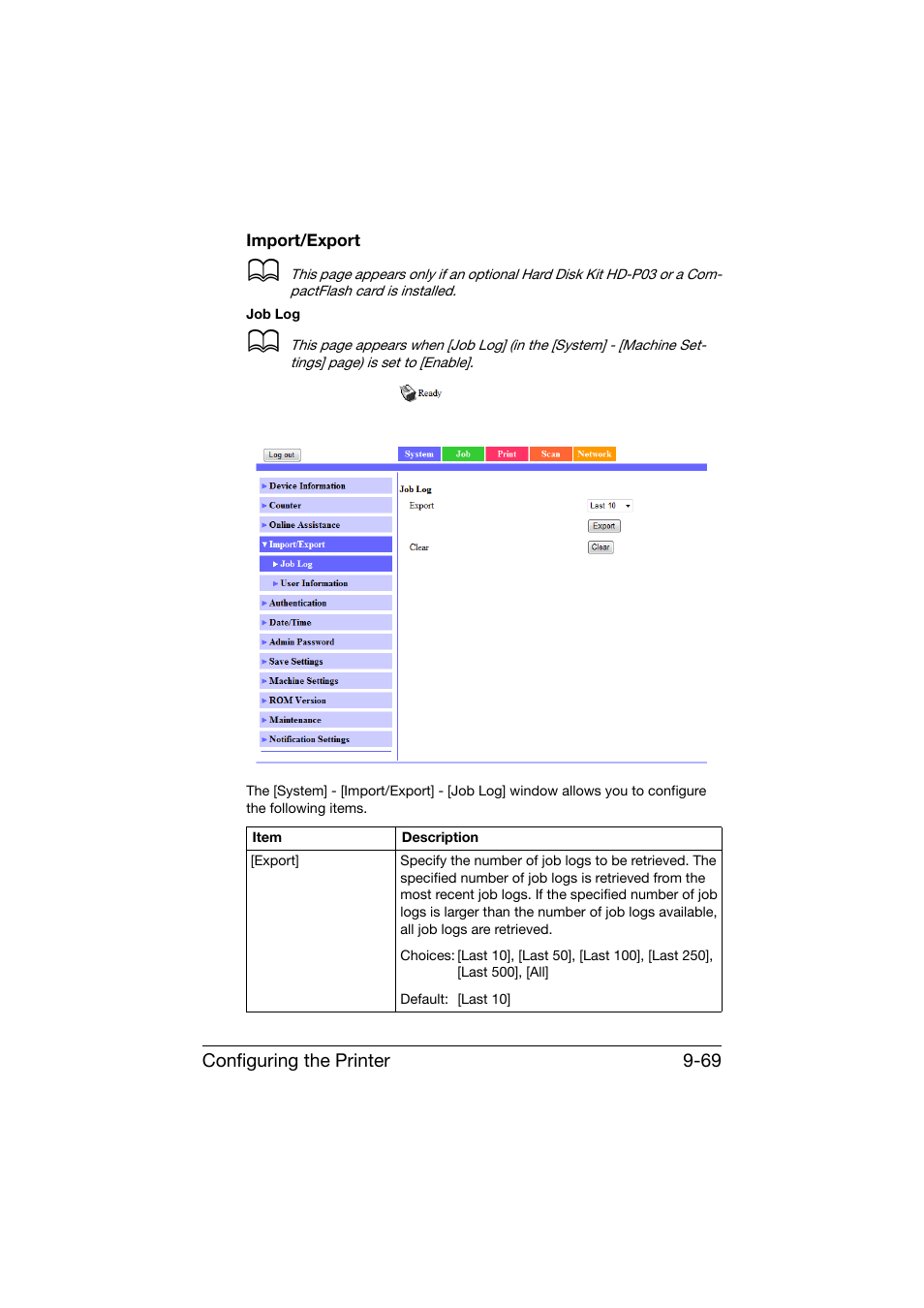 Import/export, Import/export -69 | Konica Minolta bizhub C25 User Manual | Page 356 / 551