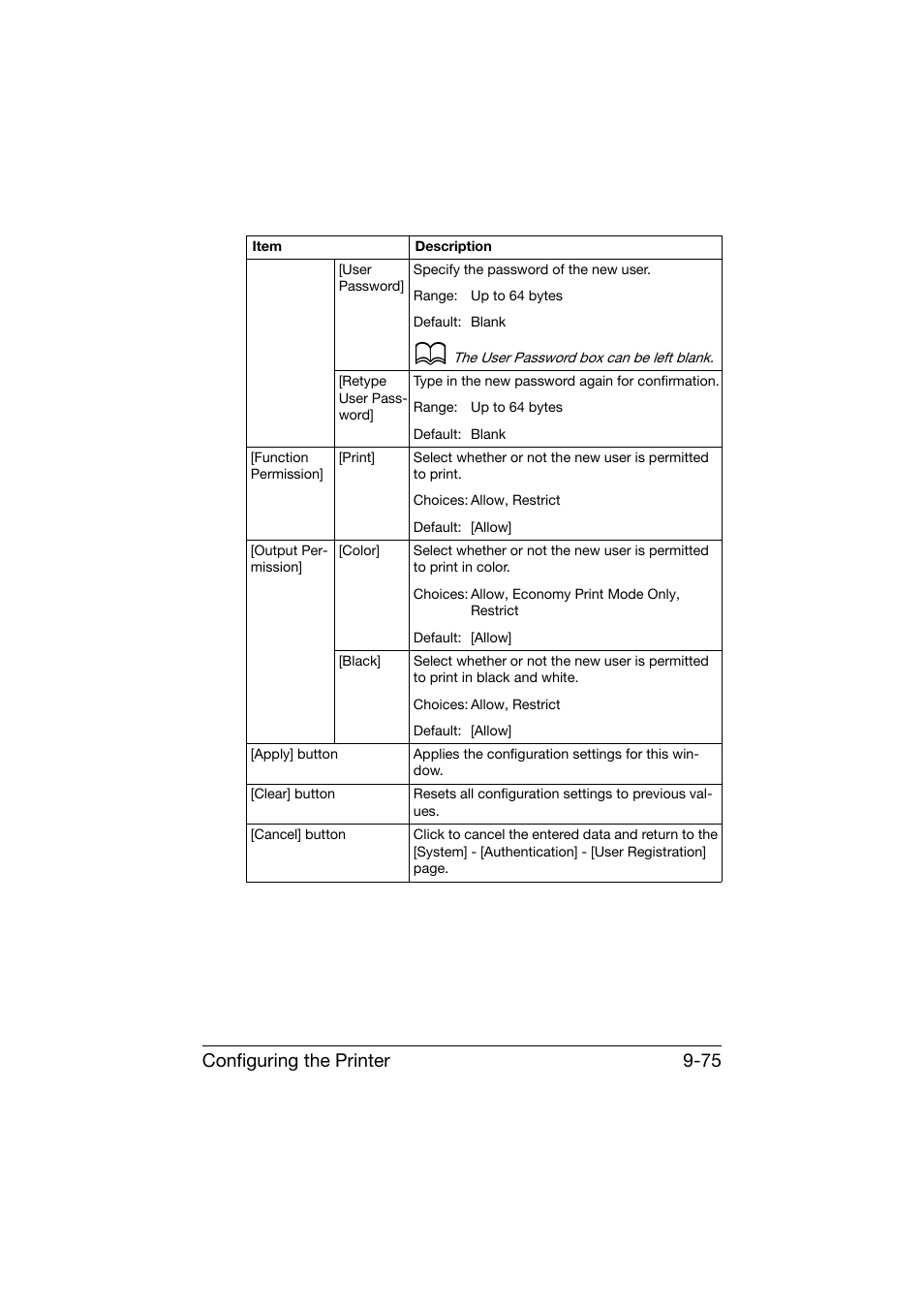Configuring the printer 9-75 | Konica Minolta bizhub C25 User Manual | Page 362 / 551