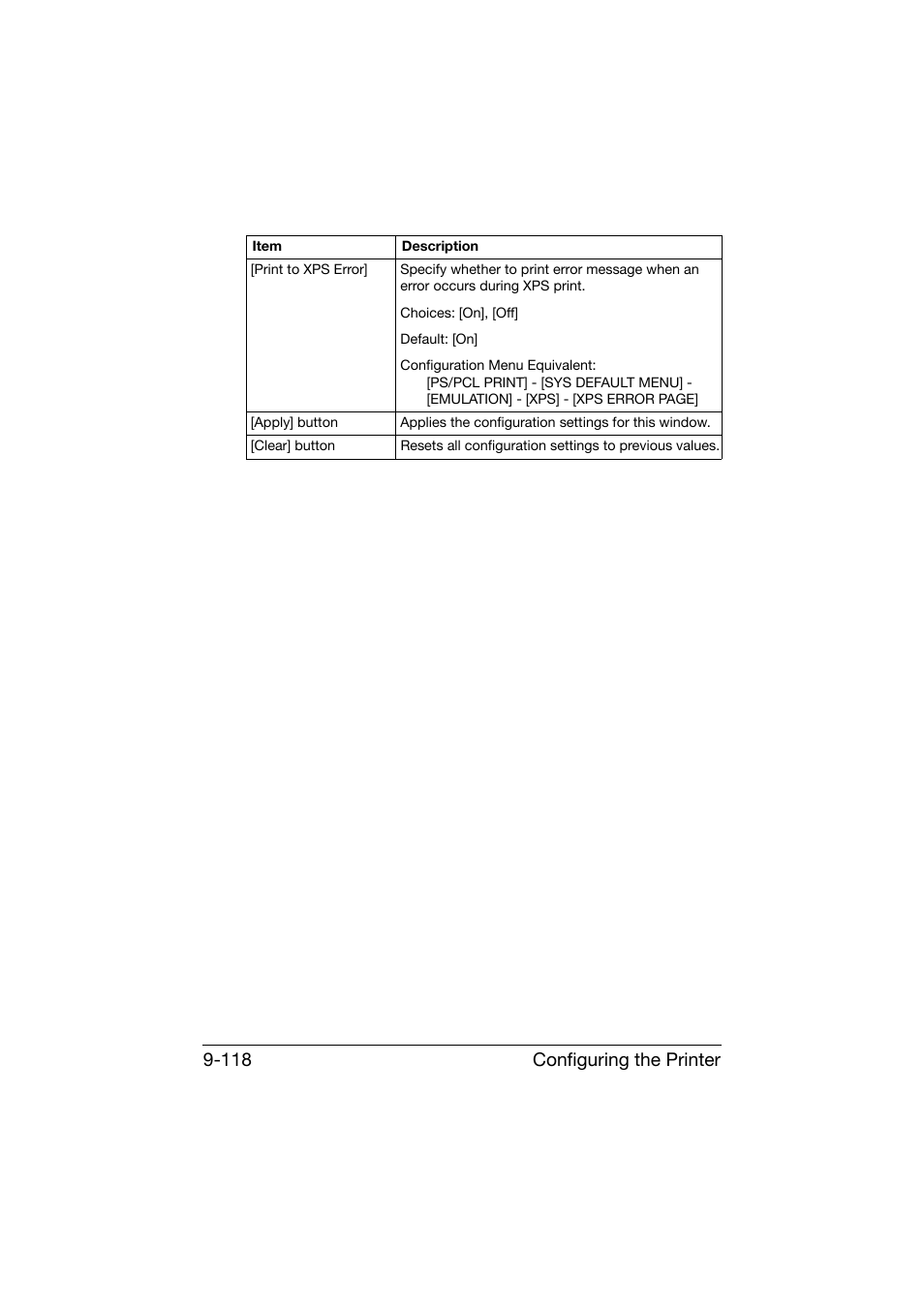 Configuring the printer 9-118 | Konica Minolta bizhub C25 User Manual | Page 405 / 551