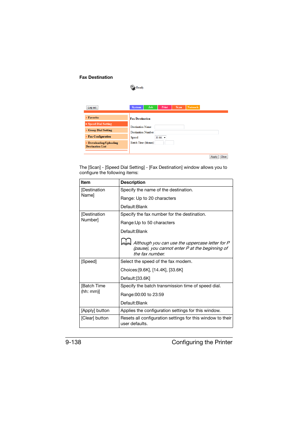 Configuring the printer 9-138 | Konica Minolta bizhub C25 User Manual | Page 425 / 551