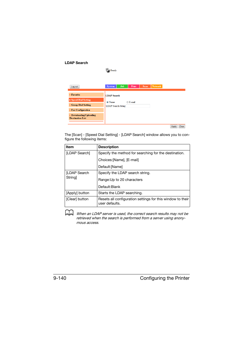 Configuring the printer 9-140 | Konica Minolta bizhub C25 User Manual | Page 427 / 551