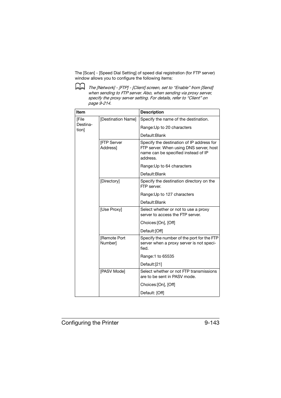 Configuring the printer 9-143 | Konica Minolta bizhub C25 User Manual | Page 430 / 551