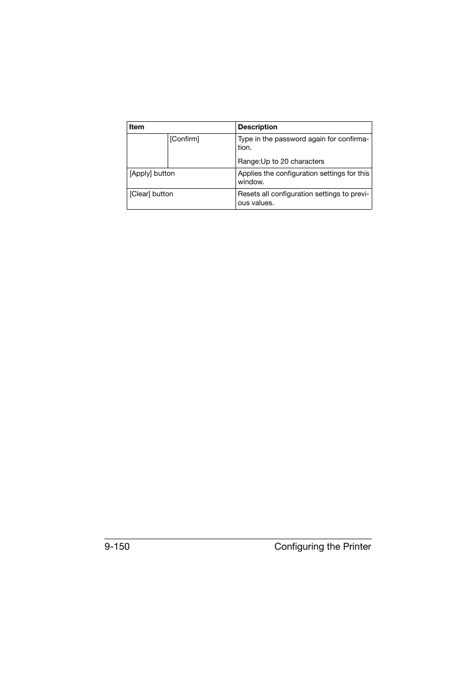 Configuring the printer 9-150 | Konica Minolta bizhub C25 User Manual | Page 437 / 551