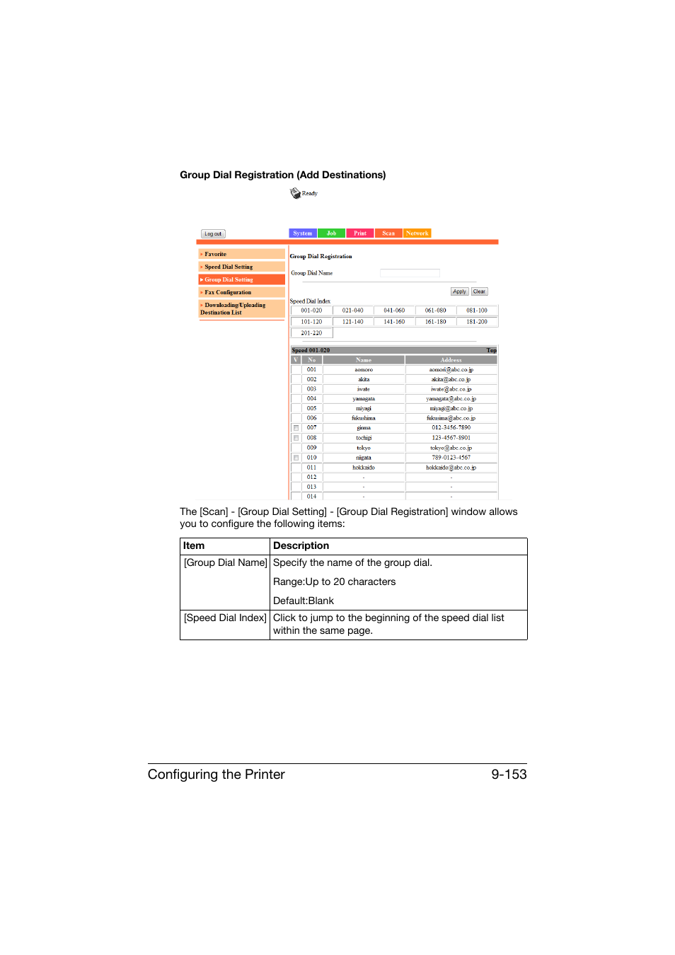 Configuring the printer 9-153 | Konica Minolta bizhub C25 User Manual | Page 440 / 551