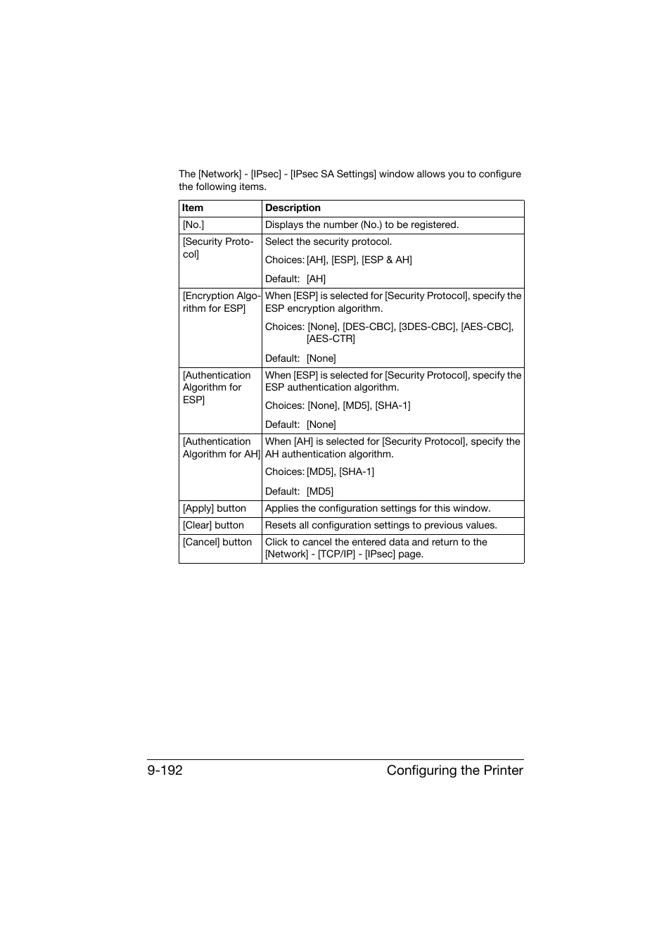 Configuring the printer 9-192 | Konica Minolta bizhub C25 User Manual | Page 479 / 551