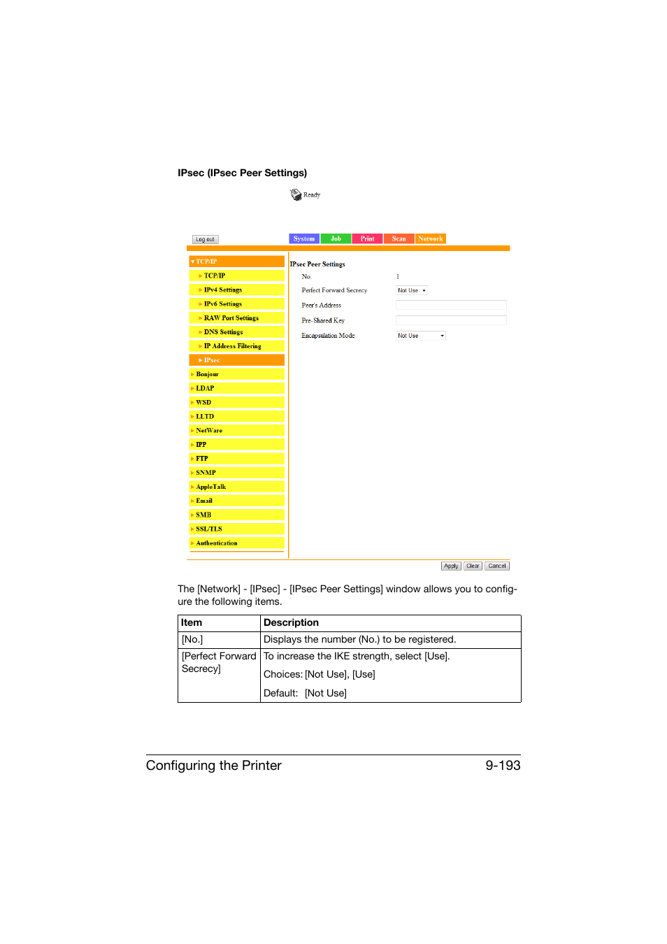 Configuring the printer 9-193 | Konica Minolta bizhub C25 User Manual | Page 480 / 551