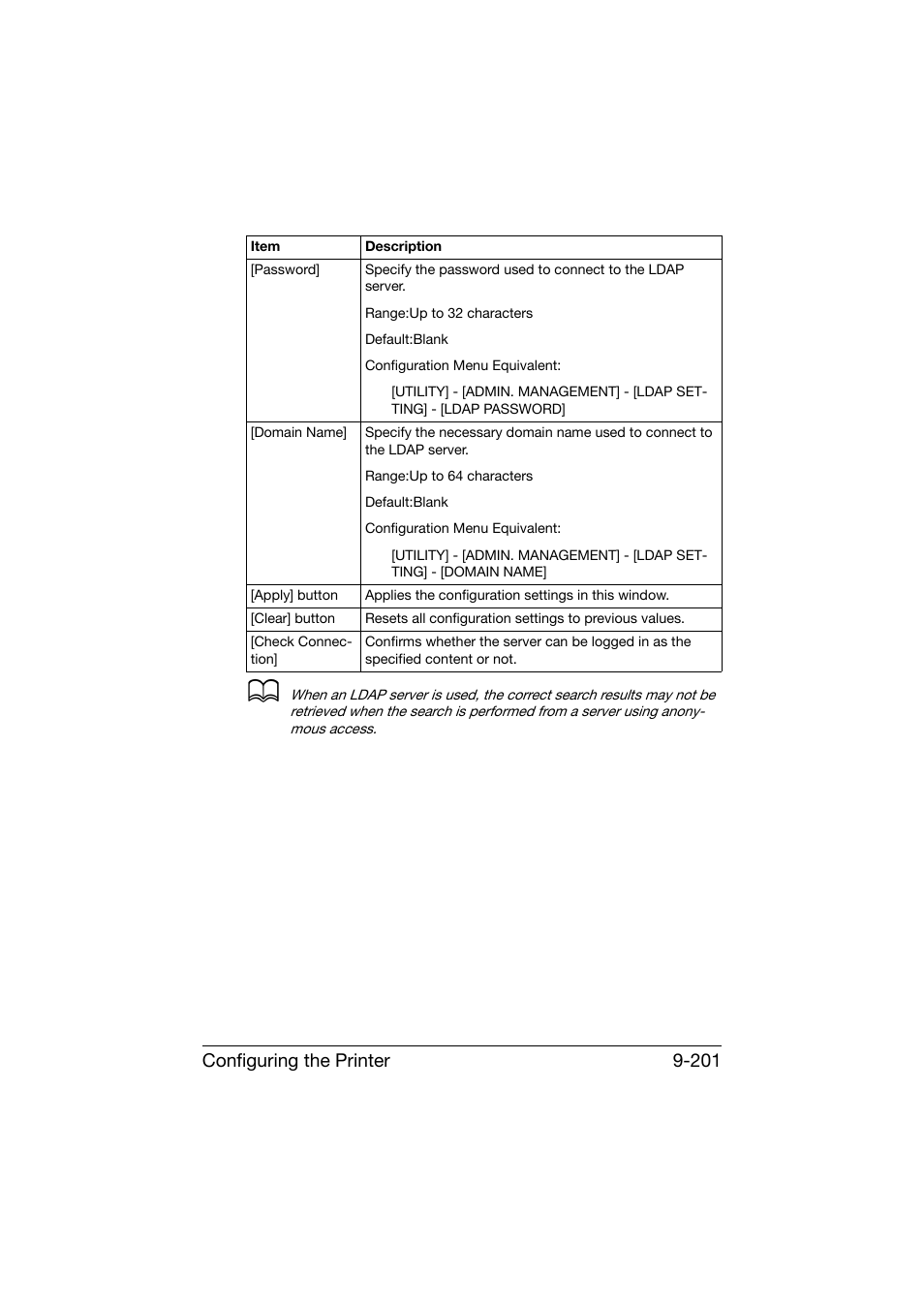 Configuring the printer 9-201 | Konica Minolta bizhub C25 User Manual | Page 488 / 551