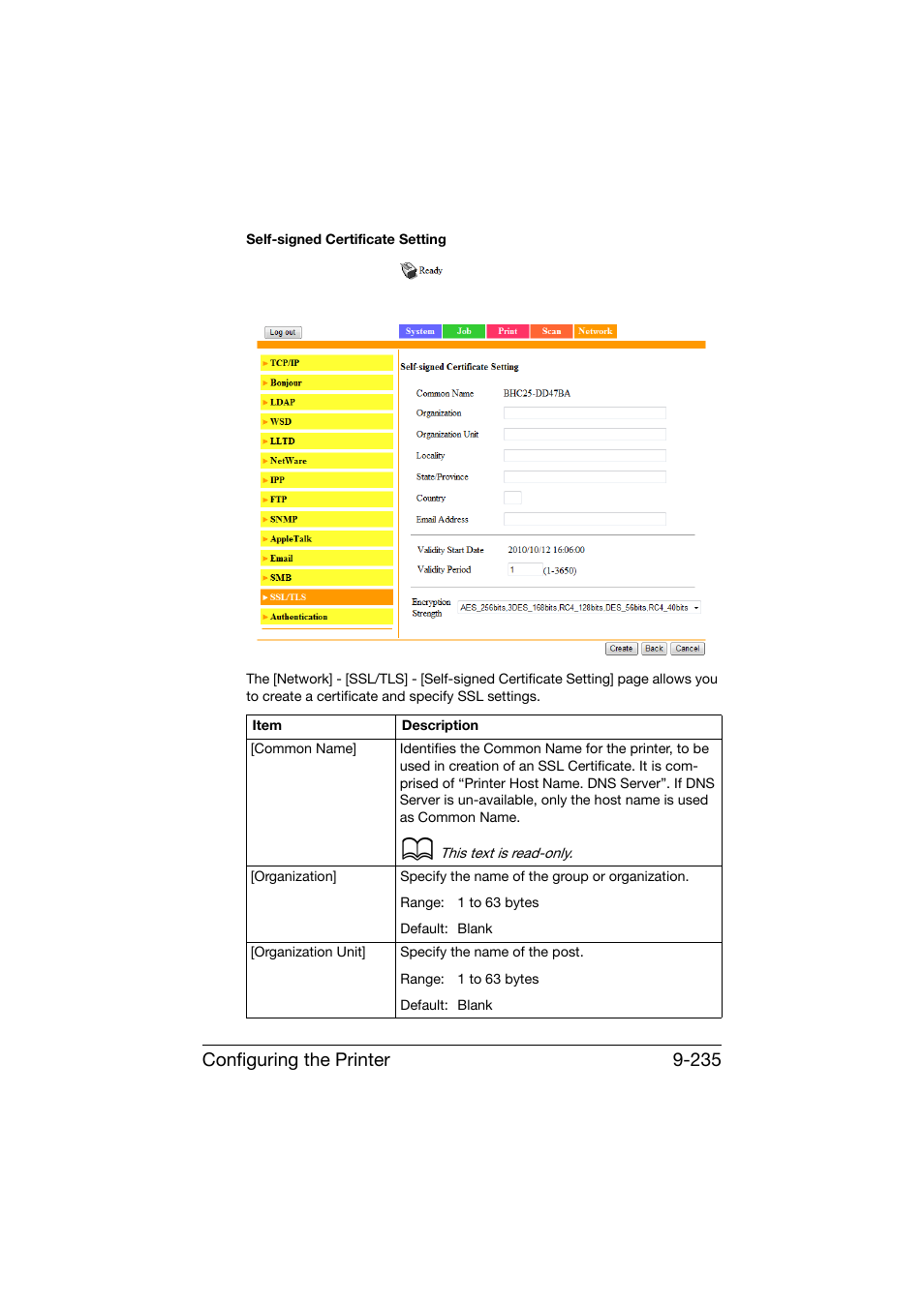 Configuring the printer 9-235 | Konica Minolta bizhub C25 User Manual | Page 522 / 551