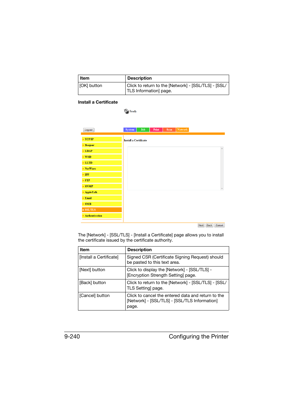 Configuring the printer 9-240 | Konica Minolta bizhub C25 User Manual | Page 527 / 551