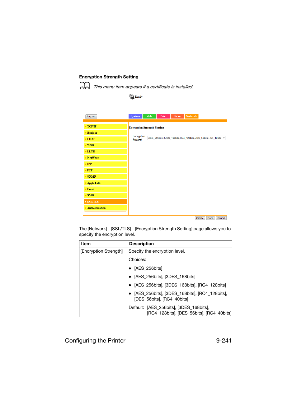 Configuring the printer 9-241 | Konica Minolta bizhub C25 User Manual | Page 528 / 551