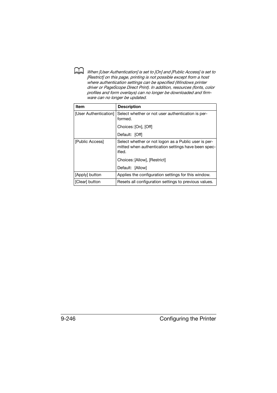 Configuring the printer 9-246 | Konica Minolta bizhub C25 User Manual | Page 533 / 551