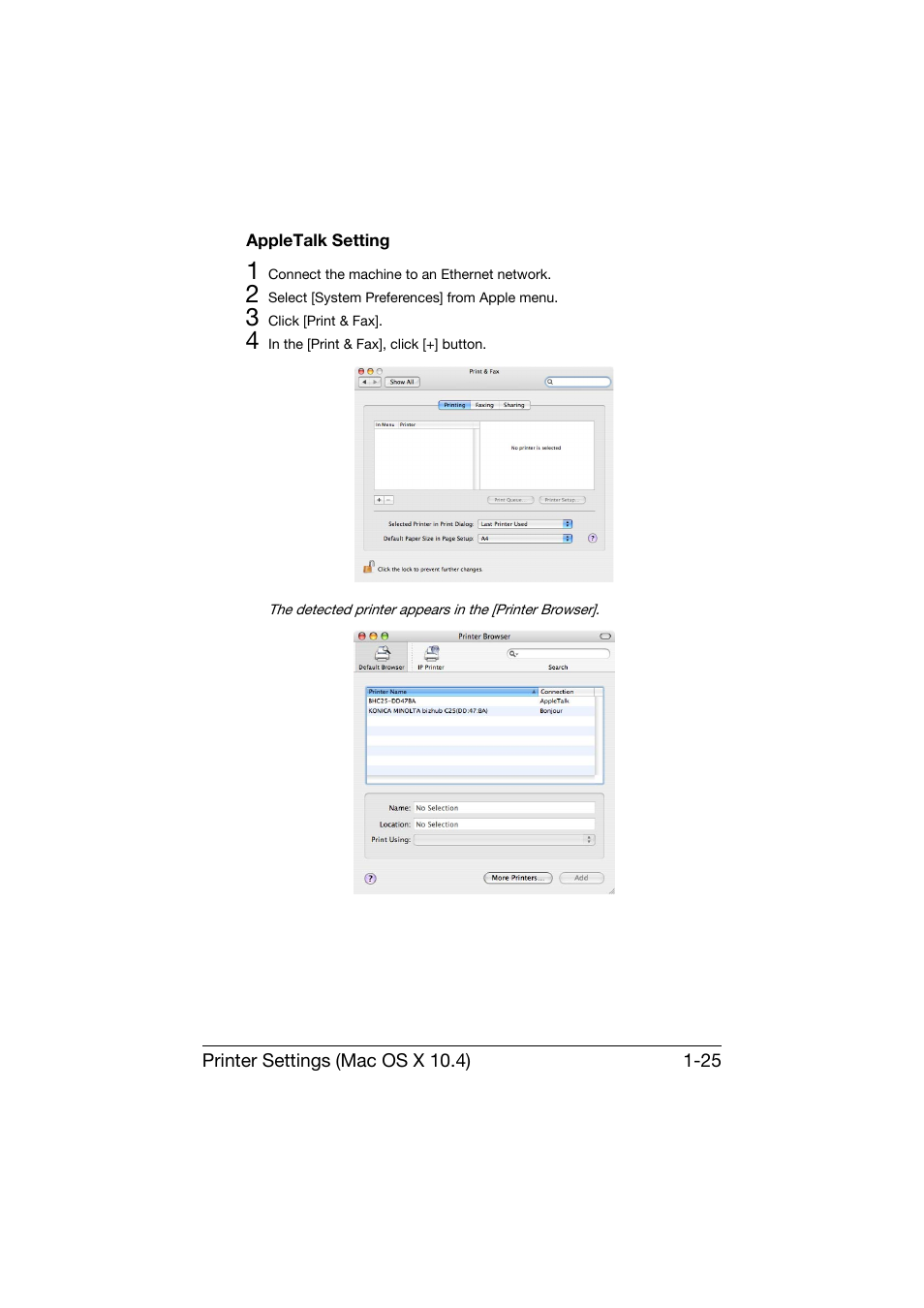 Appletalk setting, Appletalk setting -25 | Konica Minolta bizhub C25 User Manual | Page 54 / 551