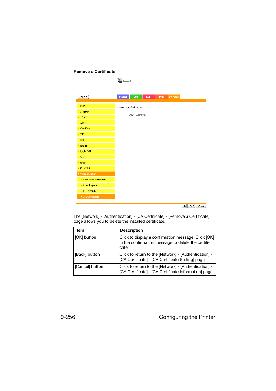 Configuring the printer 9-256 | Konica Minolta bizhub C25 User Manual | Page 543 / 551