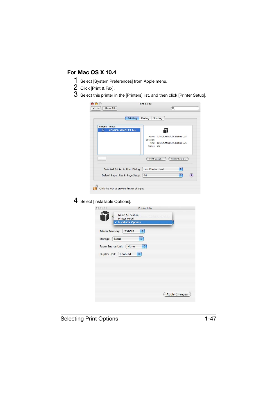 For mac os x 10.4, For mac os x 10.4 -47 | Konica Minolta bizhub C25 User Manual | Page 76 / 551