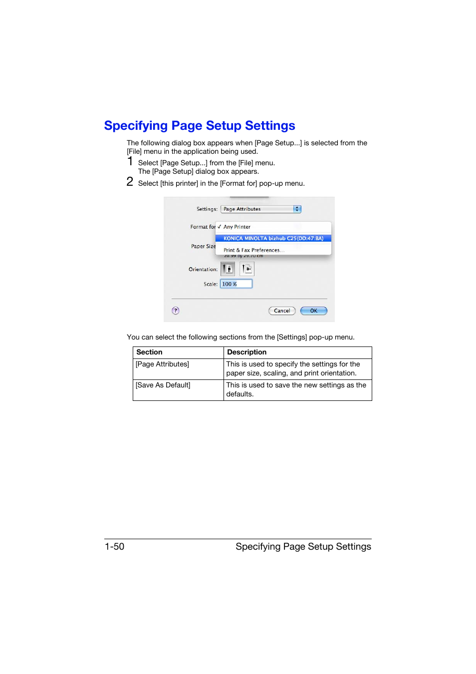 Specifying page setup settings | Konica Minolta bizhub C25 User Manual | Page 79 / 551