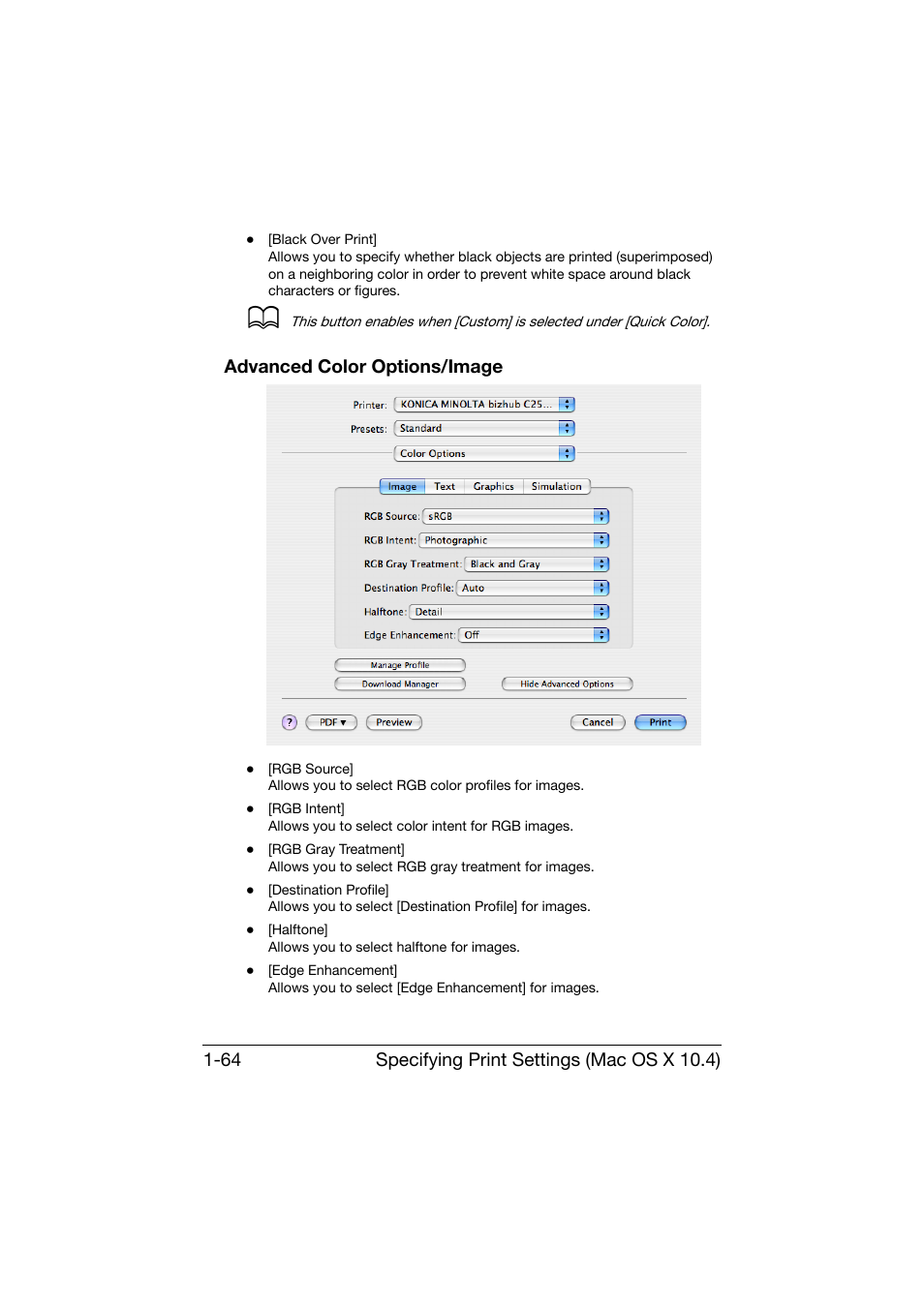 Advanced color options/image, Advanced color options/image -64 | Konica Minolta bizhub C25 User Manual | Page 93 / 551