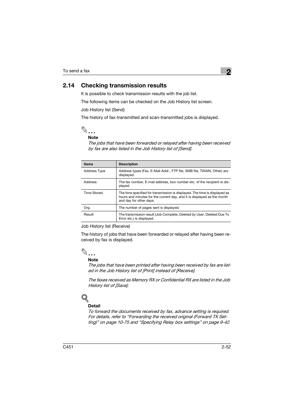 14 checking transmission results, Checking transmission results -52 | Konica Minolta FK-502 User Manual | Page 107 / 492