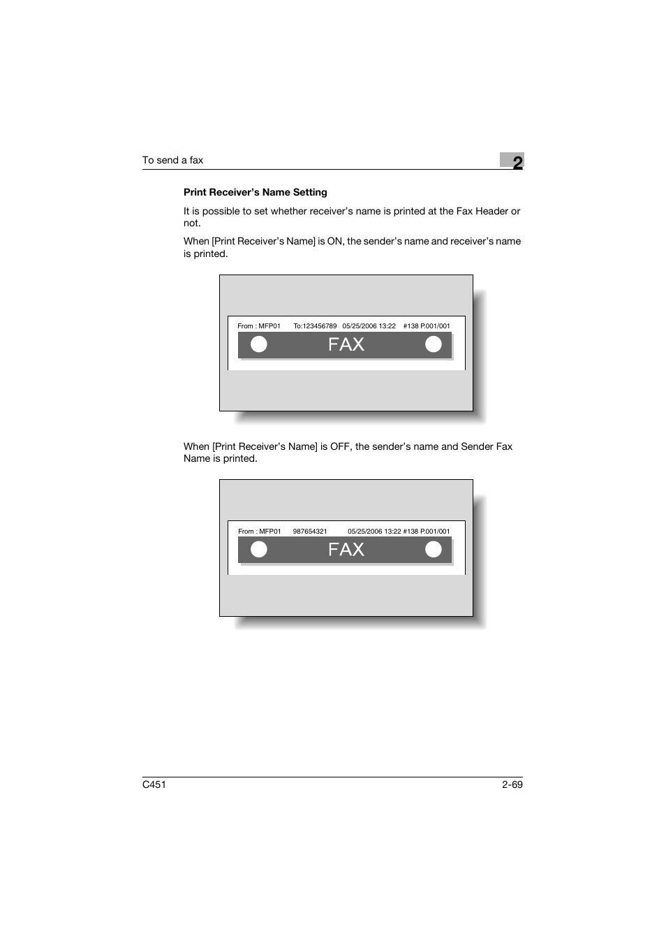 Print receiver’s name setting, Print receiver’s name setting -69 | Konica Minolta FK-502 User Manual | Page 124 / 492