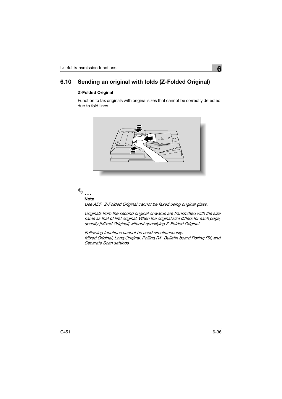 Z-folded original, Z-folded original -36 | Konica Minolta FK-502 User Manual | Page 196 / 492