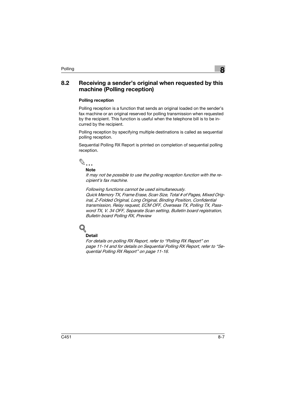 Polling reception, Polling reception -7 | Konica Minolta FK-502 User Manual | Page 250 / 492