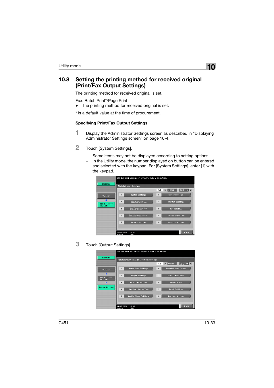 Specifying print/fax output settings, Specifying print/fax output settings -33 | Konica Minolta FK-502 User Manual | Page 339 / 492