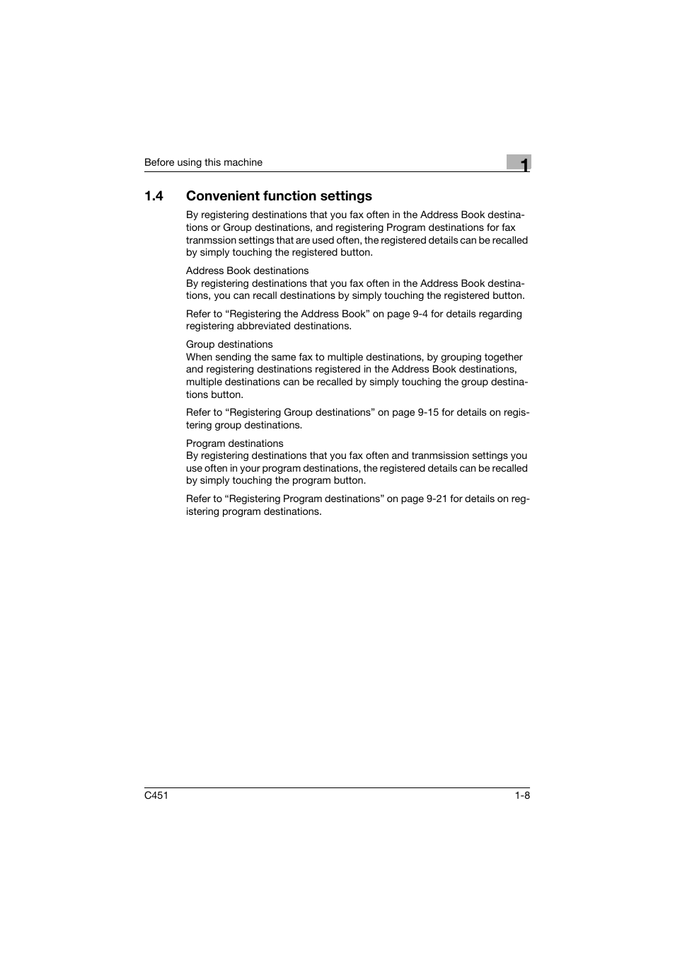 4 convenient function settings, Convenient function settings -8 | Konica Minolta FK-502 User Manual | Page 45 / 492