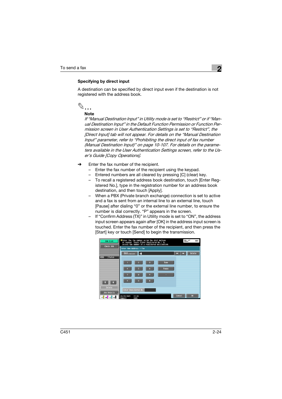 Specifying by direct input, Specifying by direct input -24 | Konica Minolta FK-502 User Manual | Page 79 / 492