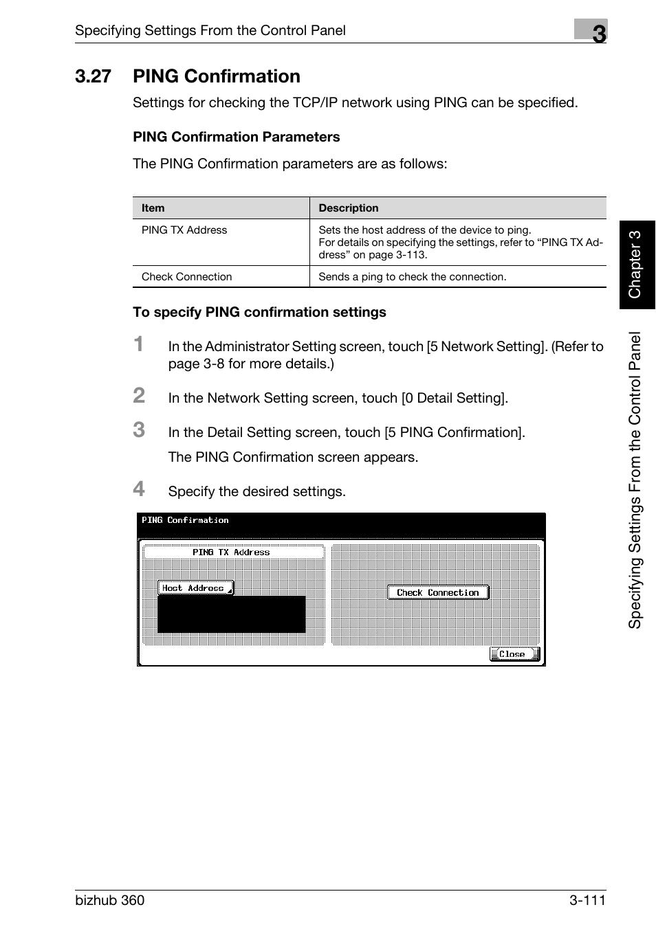 27 ping confirmation, Ping confirmation -111 | Konica Minolta bizhub 360 User Manual | Page 236 / 414