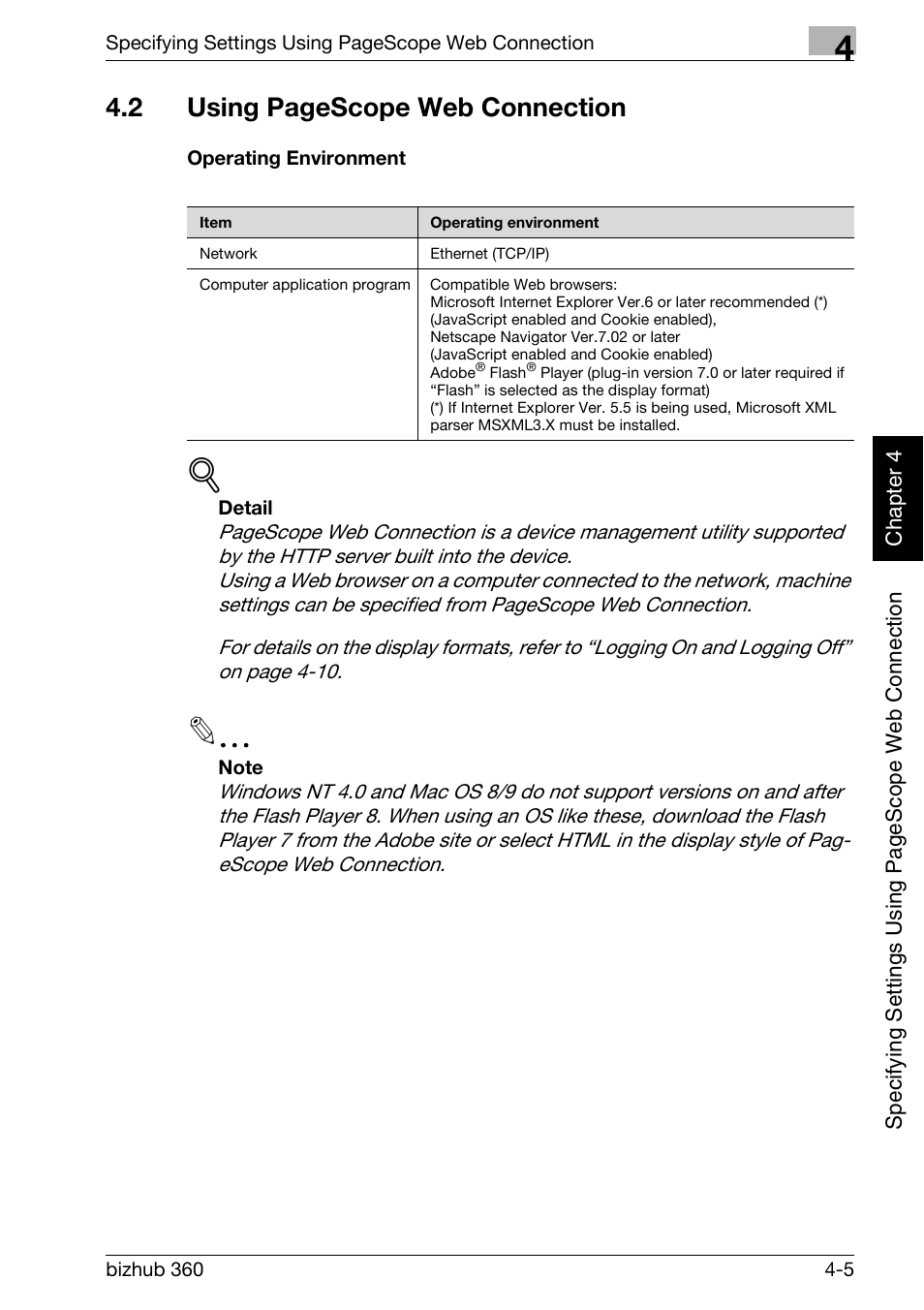 Operating environment -5, 2 using pagescope web connection | Konica Minolta bizhub 360 User Manual | Page 276 / 414