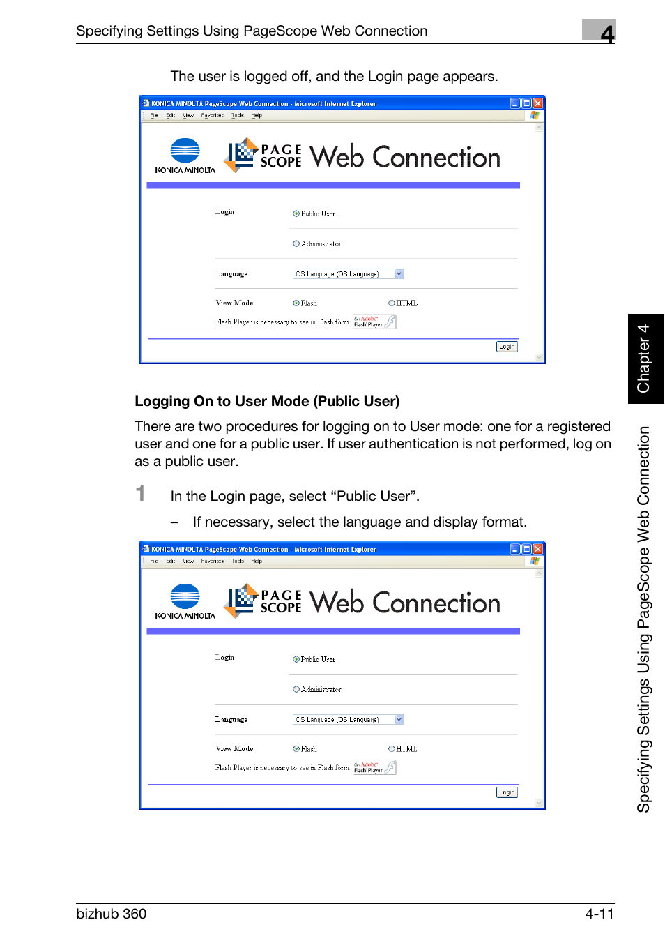 Logging on to user mode (public user) -11 | Konica Minolta bizhub 360 User Manual | Page 282 / 414