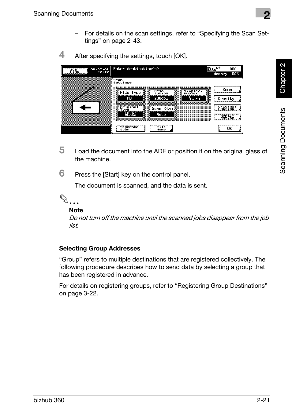 Selecting group addresses -21 | Konica Minolta bizhub 360 User Manual | Page 56 / 414