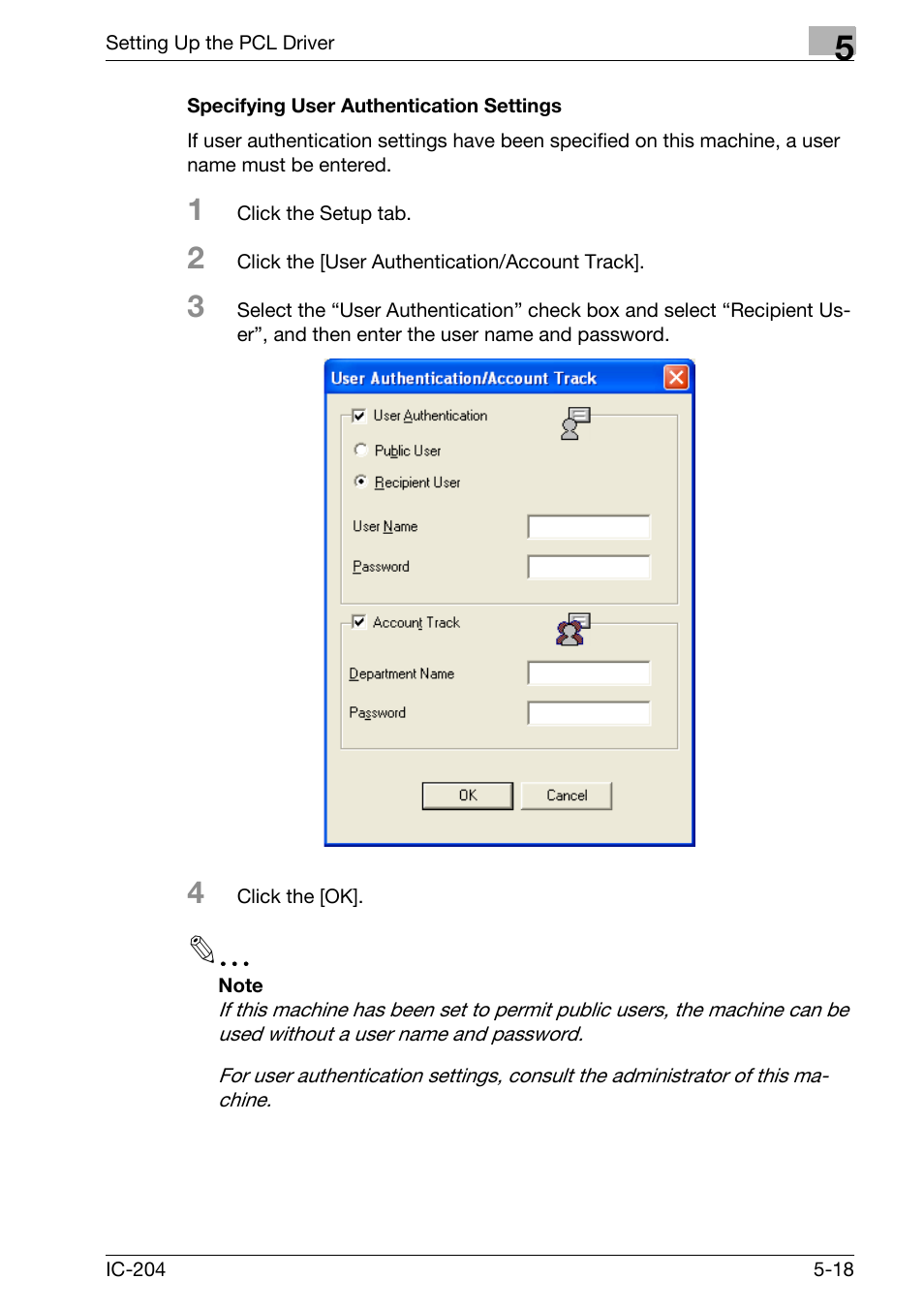 Specifying user authentication settings -18 | Konica Minolta bizhub 420 User Manual | Page 150 / 401