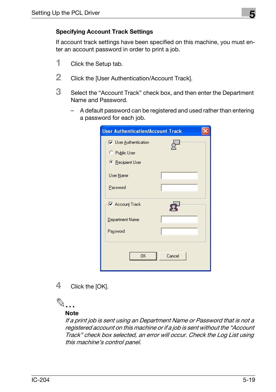 Specifying account track settings -19 | Konica Minolta bizhub 420 User Manual | Page 151 / 401