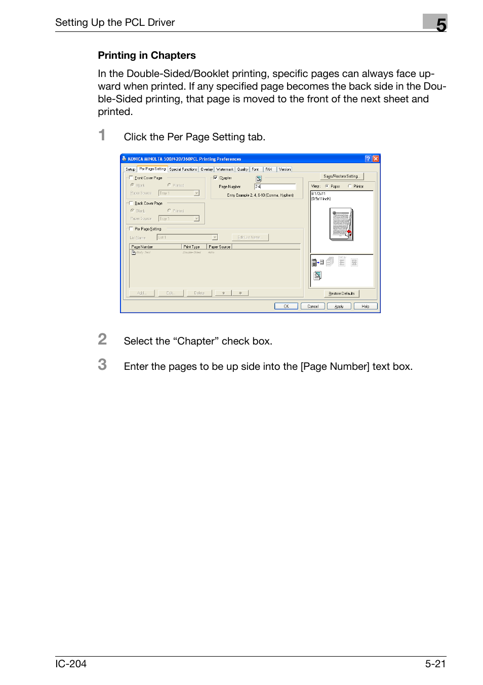 Printing in chapters -21 | Konica Minolta bizhub 420 User Manual | Page 153 / 401