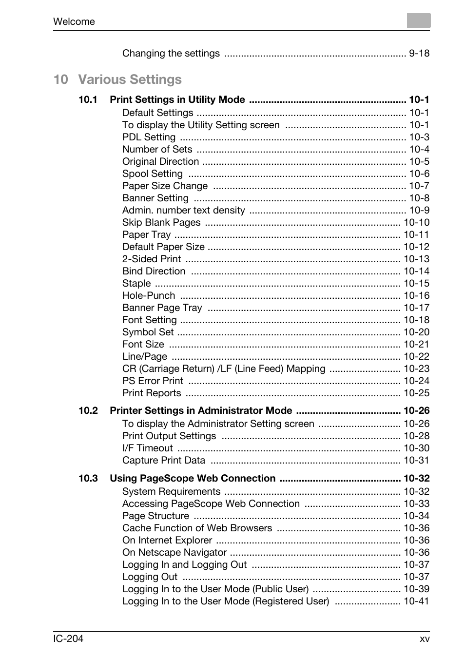 10 various settings | Konica Minolta bizhub 420 User Manual | Page 16 / 401