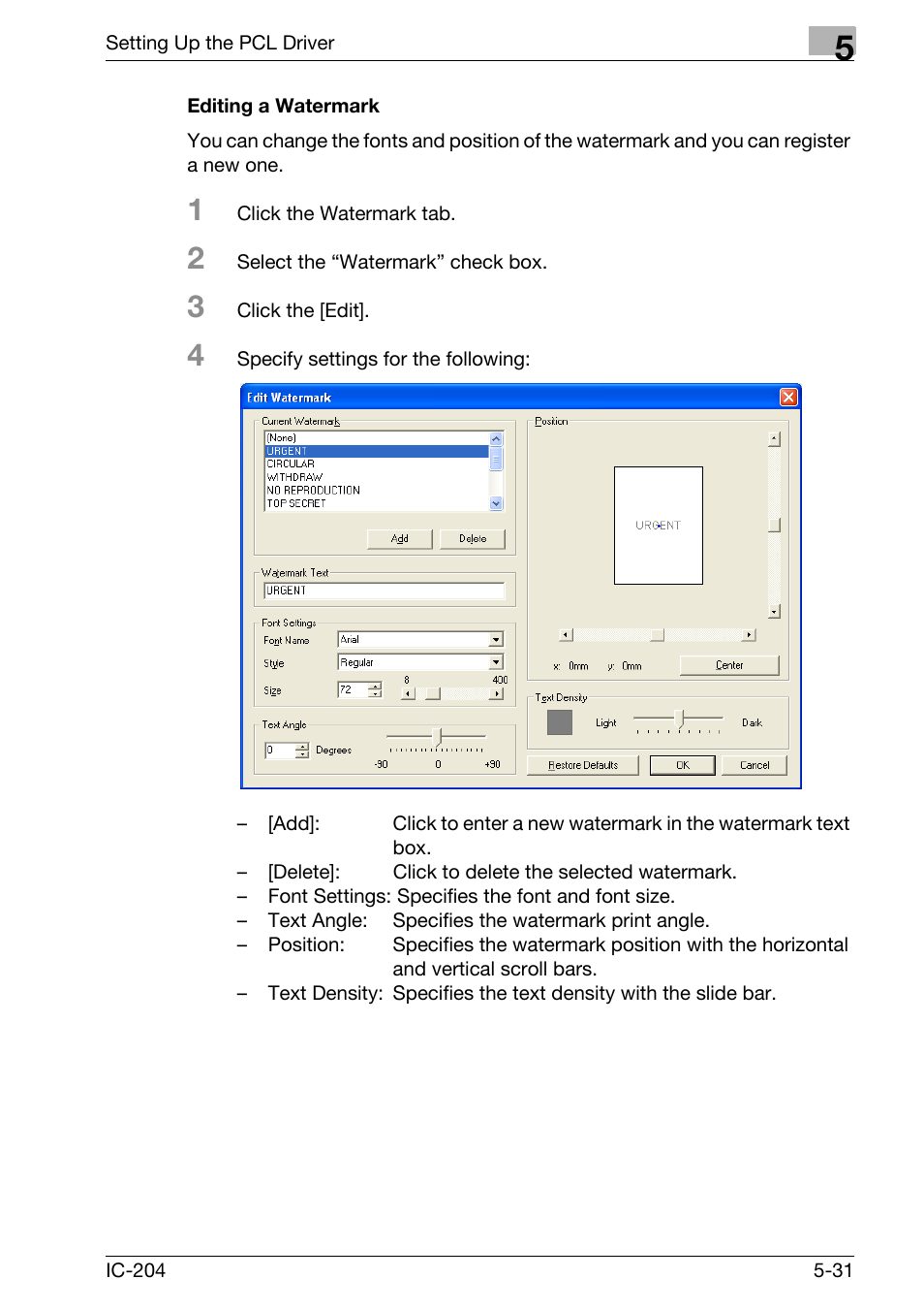 Editing a watermark -31 | Konica Minolta bizhub 420 User Manual | Page 163 / 401