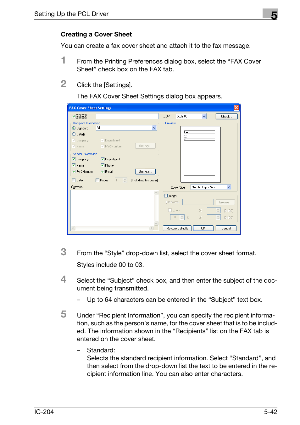 Creating a cover sheet -42 | Konica Minolta bizhub 420 User Manual | Page 174 / 401