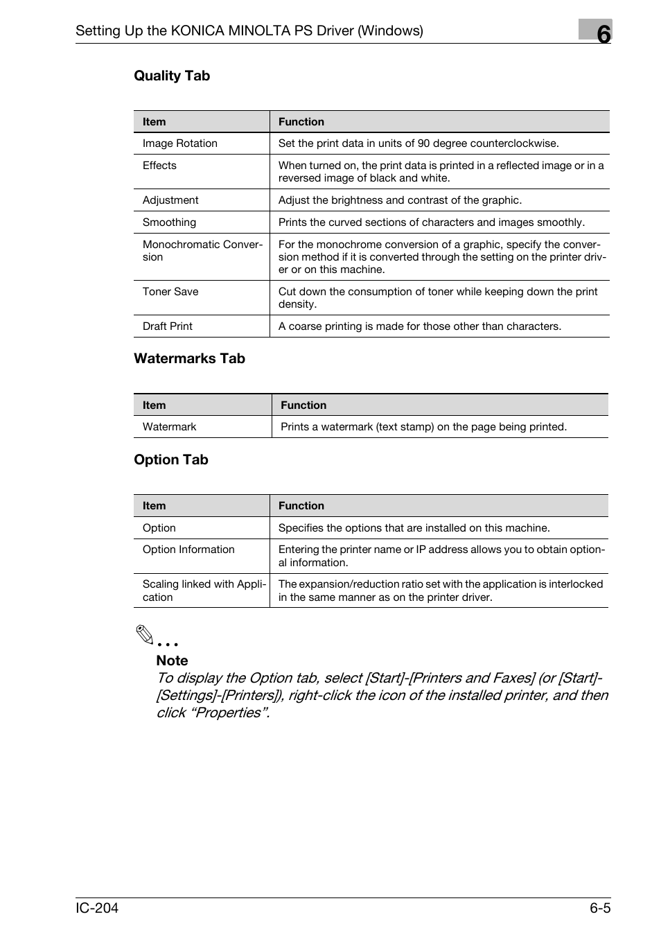 Quality tab -5 watermarks tab -5 option tab -5 | Konica Minolta bizhub 420 User Manual | Page 189 / 401