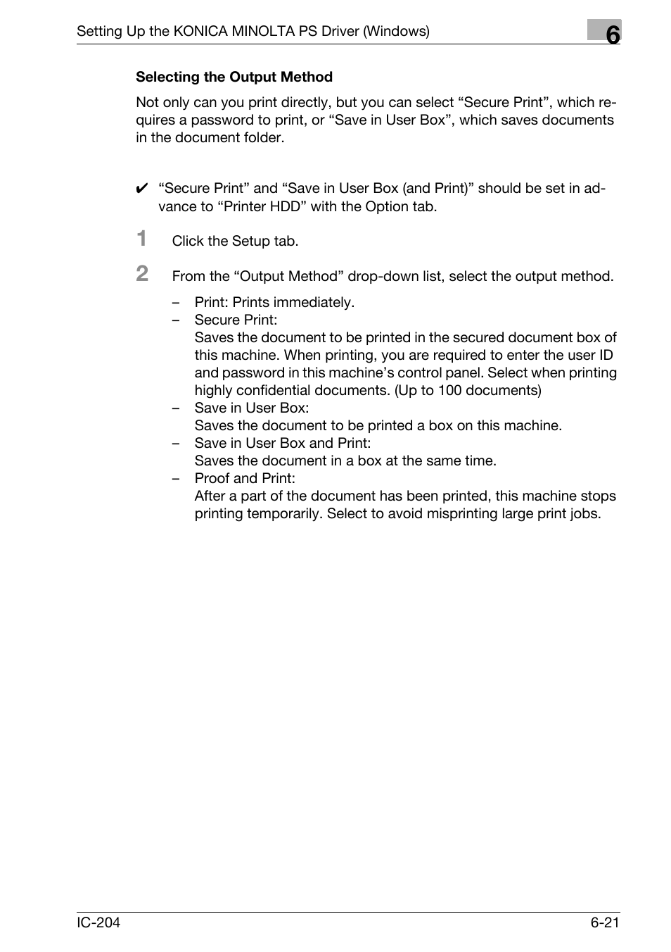 Selecting the output method -21 | Konica Minolta bizhub 420 User Manual | Page 205 / 401