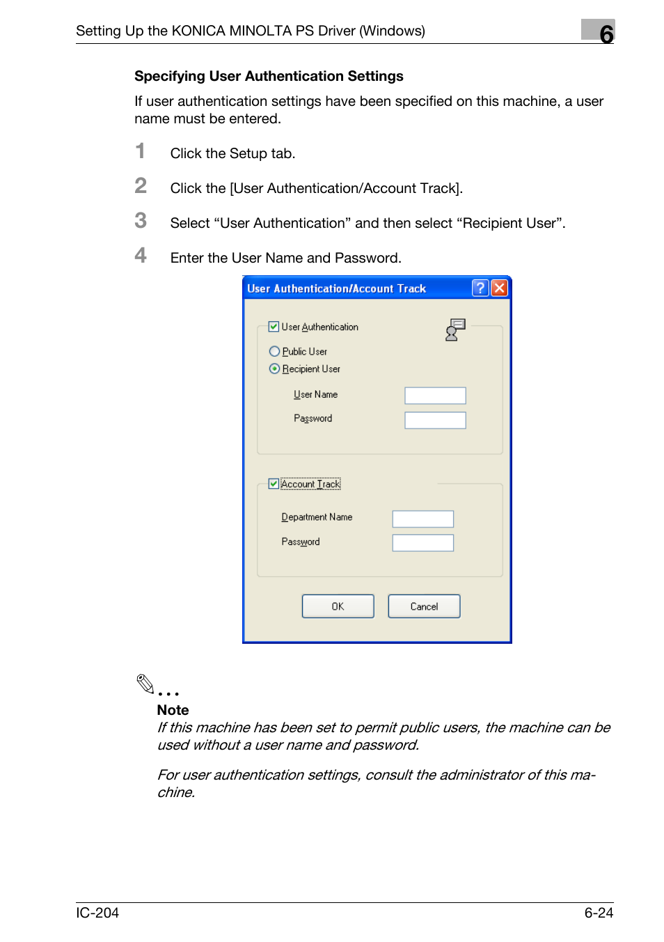 Specifying user authentication settings -24 | Konica Minolta bizhub 420 User Manual | Page 208 / 401