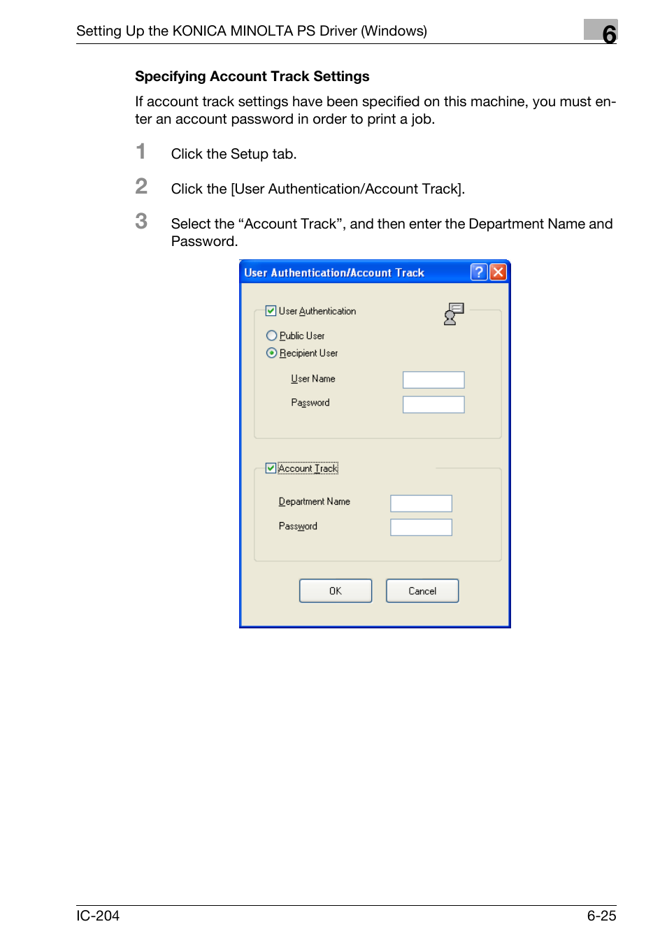 Specifying account track settings -25 | Konica Minolta bizhub 420 User Manual | Page 209 / 401