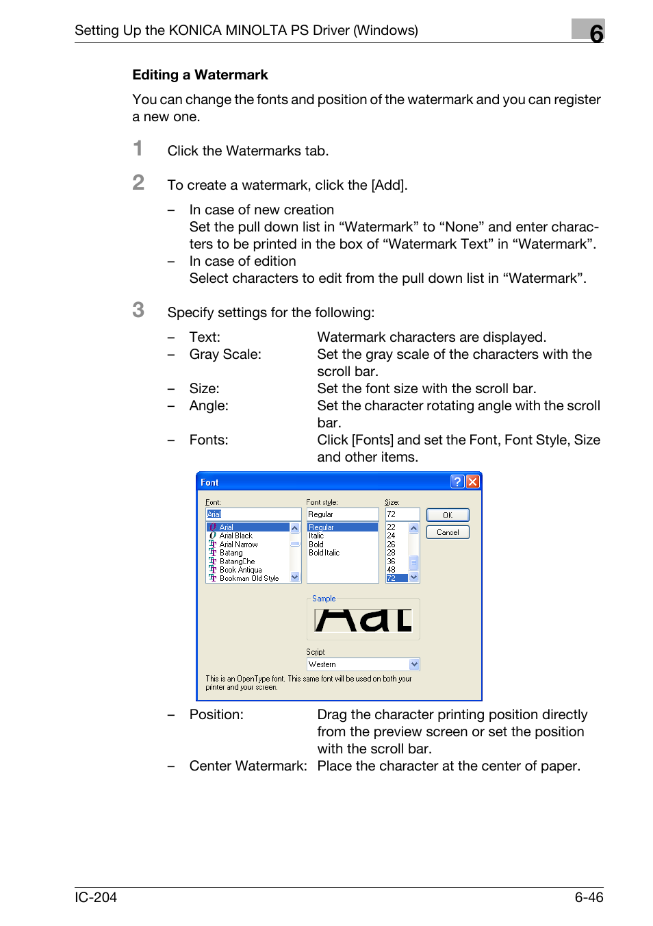 Editing a watermark -46 | Konica Minolta bizhub 420 User Manual | Page 230 / 401